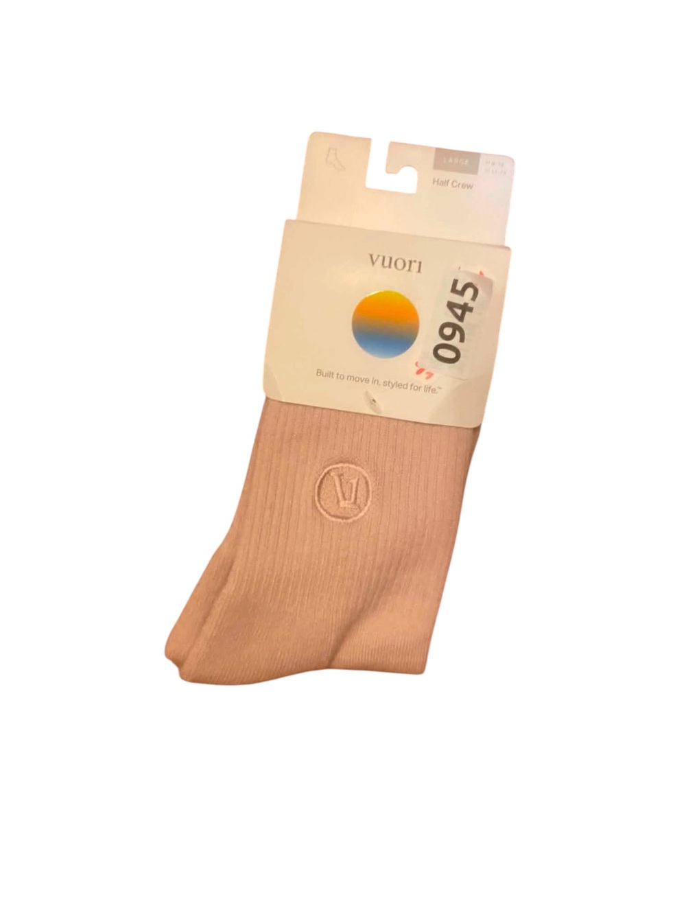 NWT Vuori Half Crew Socks Size Large VINTAGE ROSE